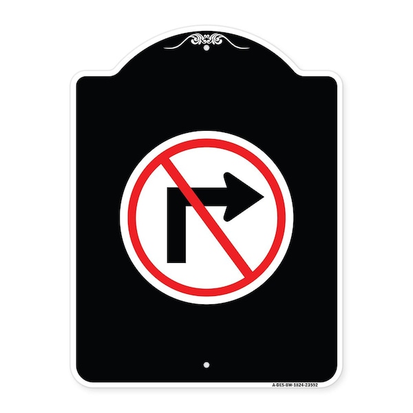 Signmission No Right Turn Graphic Only Heavy-Gauge Aluminum Architectural Sign, 24" x 18", BW-1824-23592 A-DES-BW-1824-23592 - main